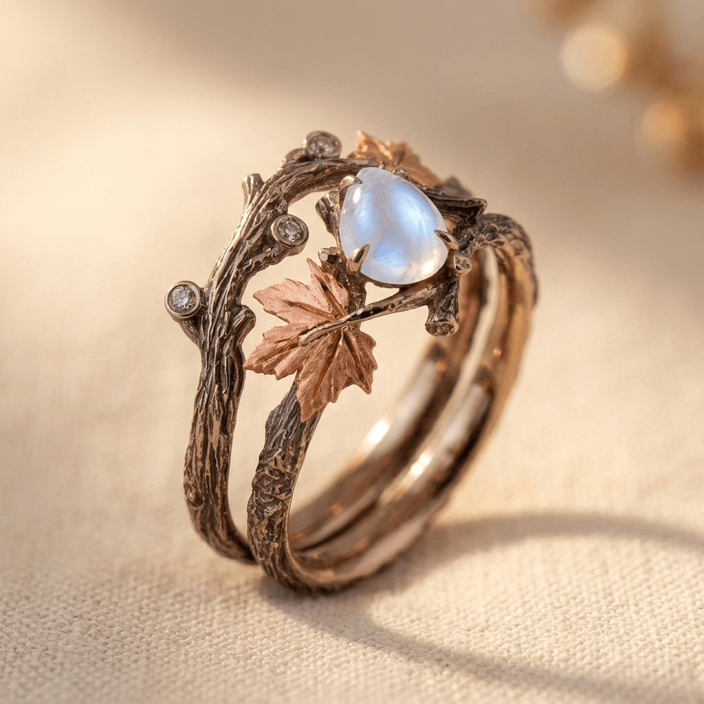 Boho Vintage Stone Wedding Engagement Ring
