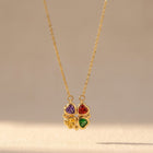 Gold Four Heart Gemstone Charm Necklace