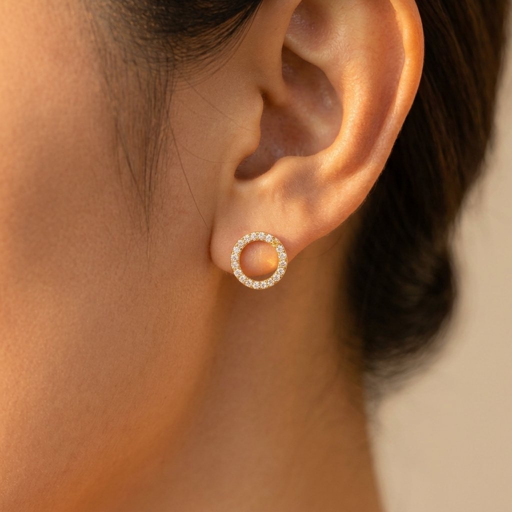 Gold Crystal Circle Halo Earrings