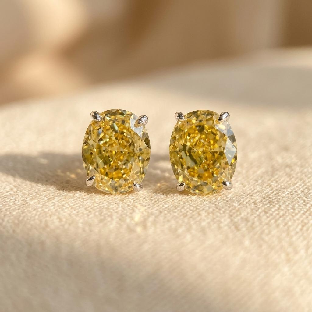 Oval Zirconia Colorful Stud Earrings