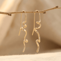Artistic Twisted Gold Long Hanging Earrings