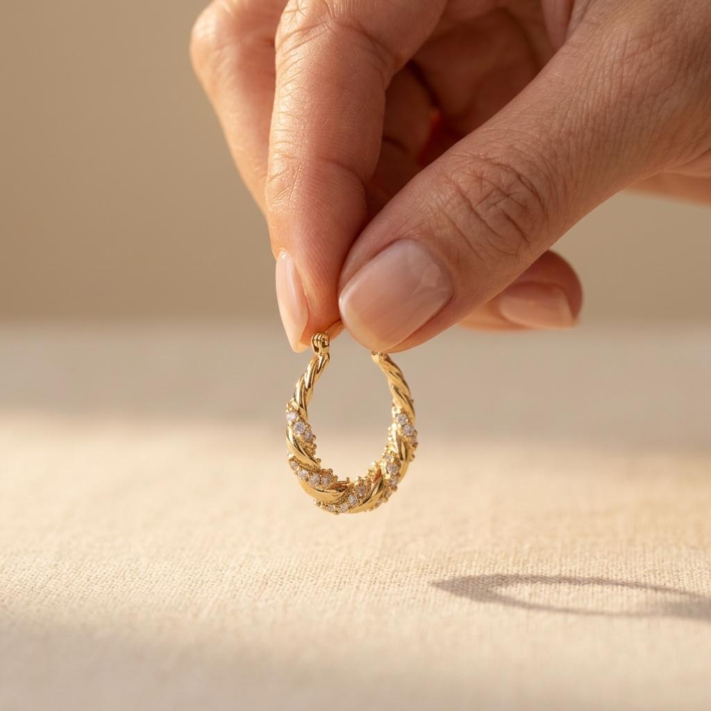 Geometric Oval Zirconia Earrings