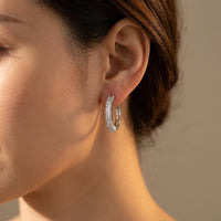 Silver Textured Hoop Chunky Statement Earrings
