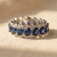 Retro Minimalist Silver Blue Zirconia Ring