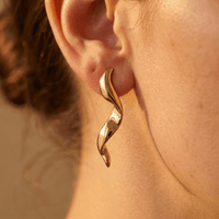 Gold Twisted Spiral Drop Earrings