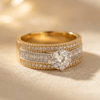 Two Tone Cubic Zirconia Statement Ring