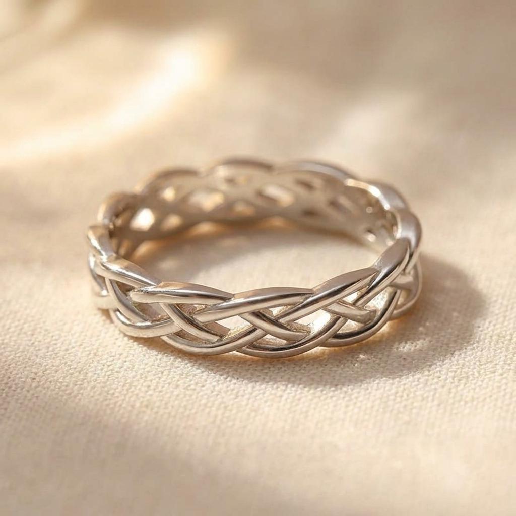 Twisted Silver Woven Band Ring