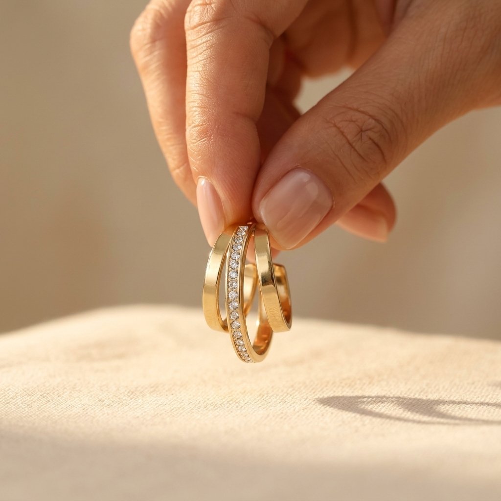 Gold Crystal Double Hoop Earrings