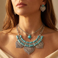Bohemian Turquoise Collarbone Jewelry Set
