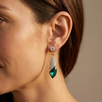Emerald Green Crystal Drop Dangle Earrings