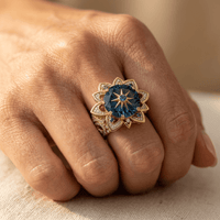 Floral Synthetic Zirconia Red Wedding Ring