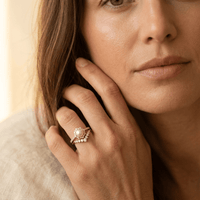 Vintage Bohemian Pearl Inlay Wedding Ring