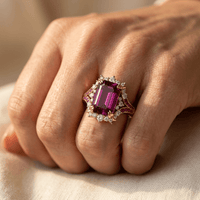 Elegant Red Synthetic Zirconia Floral Ring