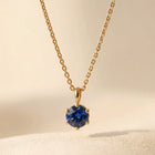Gold Blue Sapphire Round Necklace
