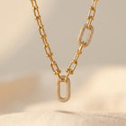 Gold Plated Chunky Chain Necklace Zirconia