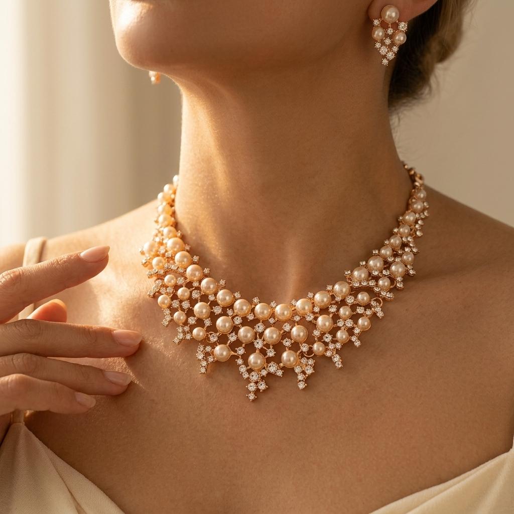 Elegant Faux Pearl Statement Necklace