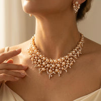 Elegant Faux Pearl Statement Necklace
