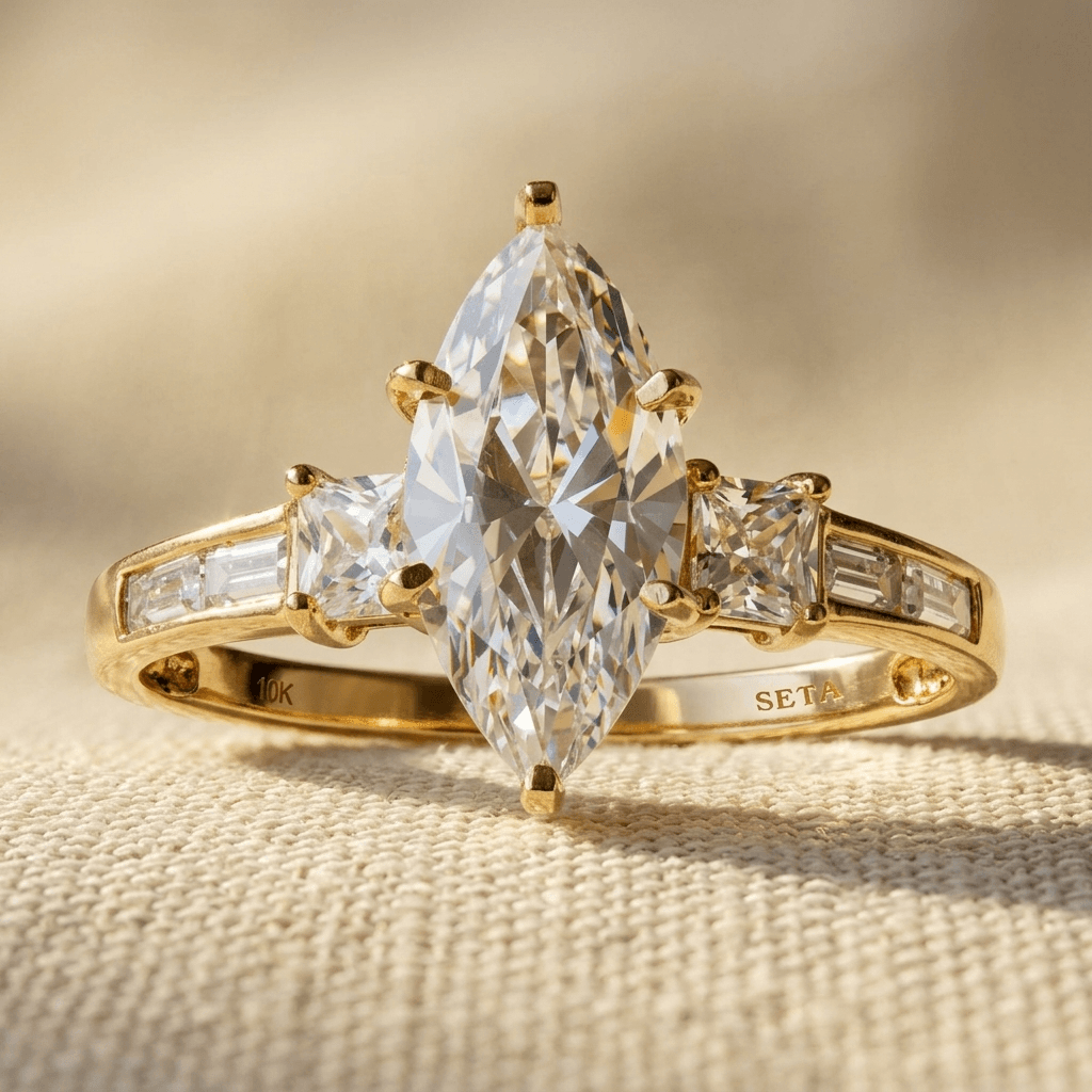 Elegant Marquise Cubic Zirconia Wedding Ring