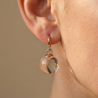 Clear Glass Ball Gold Huggie Earrings