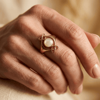 Gold Pearl Infinity Knot Ring