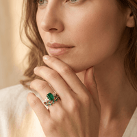 Elegant Green Transparent Cut Engagement Ring
