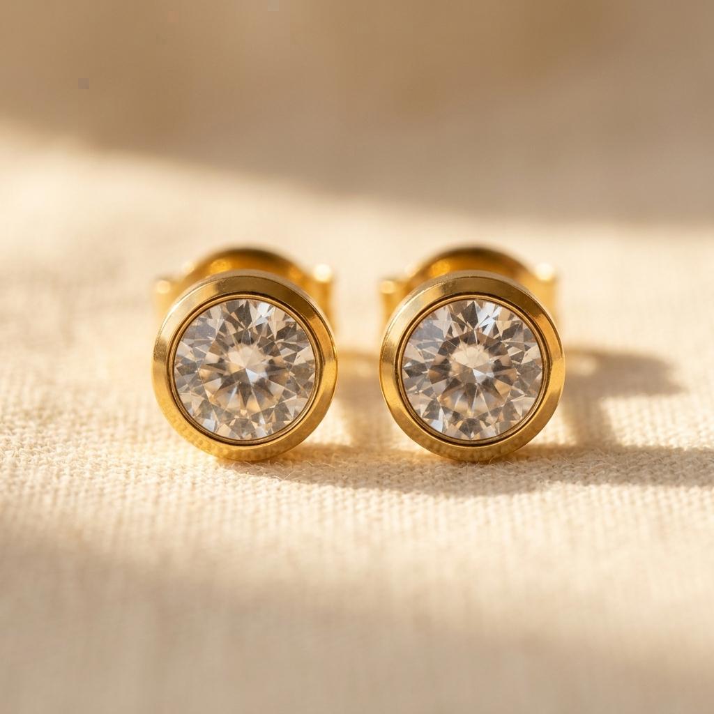 Birthstone Stud Earrings Elegant Simple