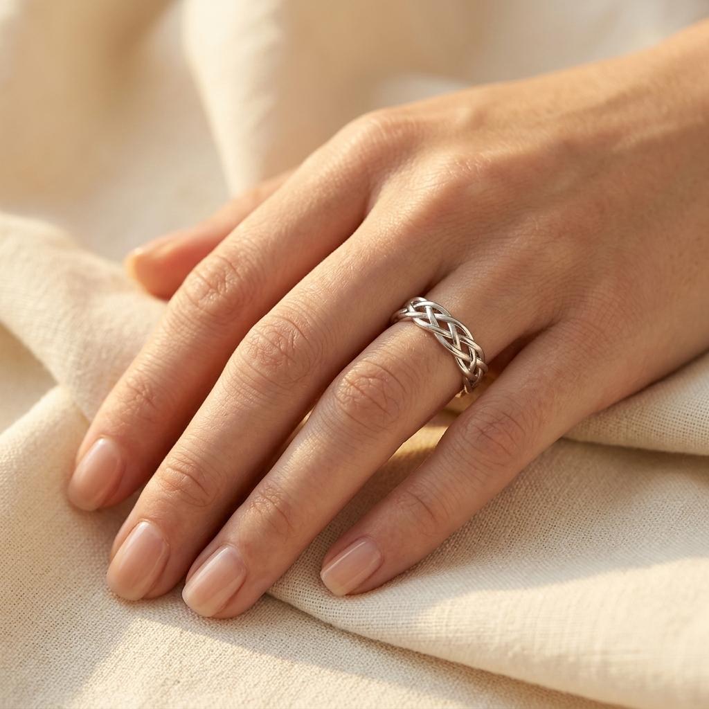 Twisted Silver Woven Band Ring