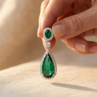 Vintage Emerald Green Zirconia Hoop Earrings