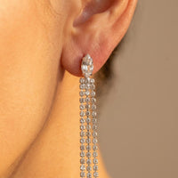 Sterling Silver Long Tassel Drop Earrings