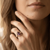 Elegant Purple Zirconia Inlaid Engagement Ring