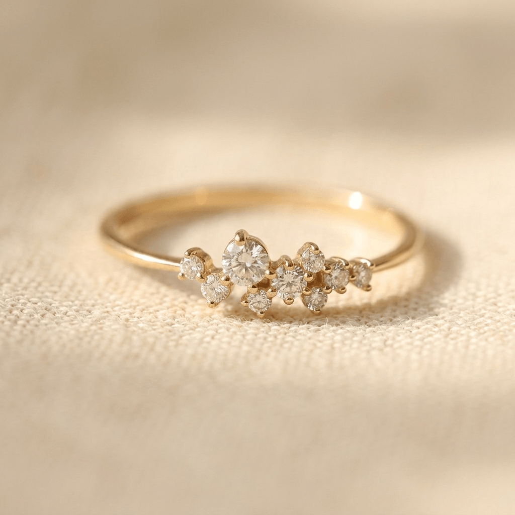 Boho Matte Gold Cubic Zirconia Ring