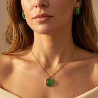 Rectangular Cats Eye Stone Jewelry Set
