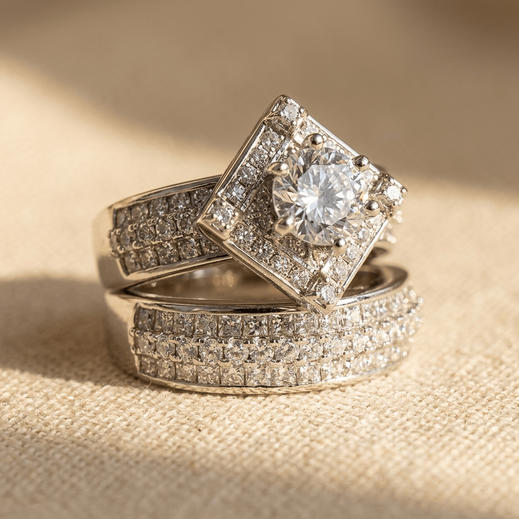 Elegant Square Cubic Zirconia Engagement Ring