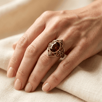 Golden Copper Ring Red Cubic Zirconia Boho Ring