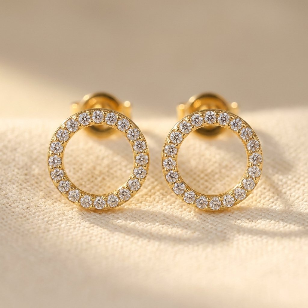Gold Crystal Circle Halo Earrings