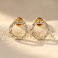 Gold Crystal Circle Halo Earrings