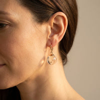 Clear Glass Ball Gold Huggie Earrings