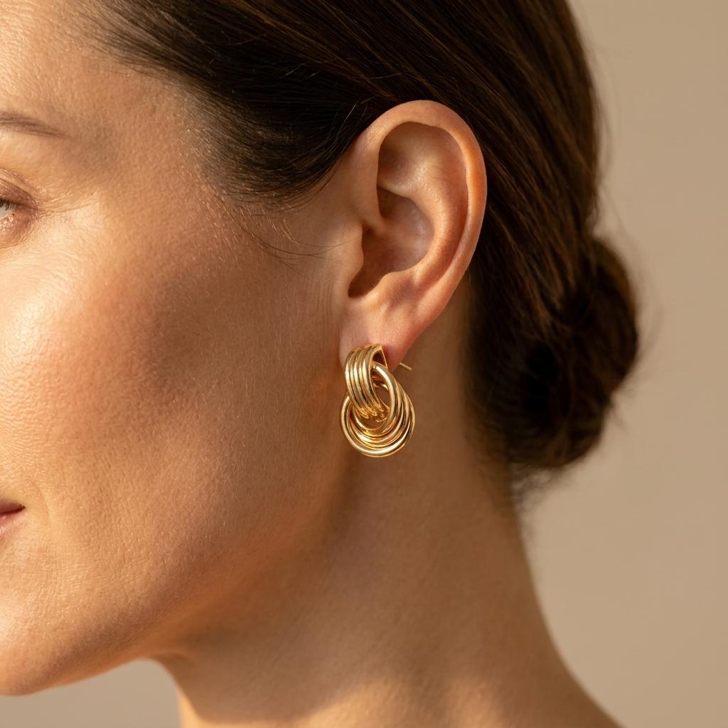 Vintage Boho Alloy Knotted Stud Earrings