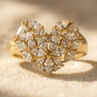 Elegant Golden Synthetic Cubic Zirconia Flower Ring