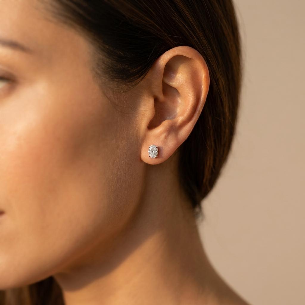 Oval Shiny Stud Earrings