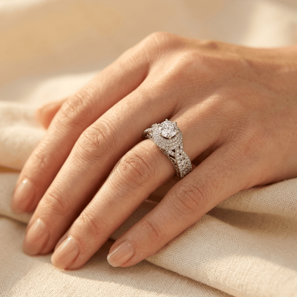 Luxury Wedding Ring Cubic Zirconia Micro Pave