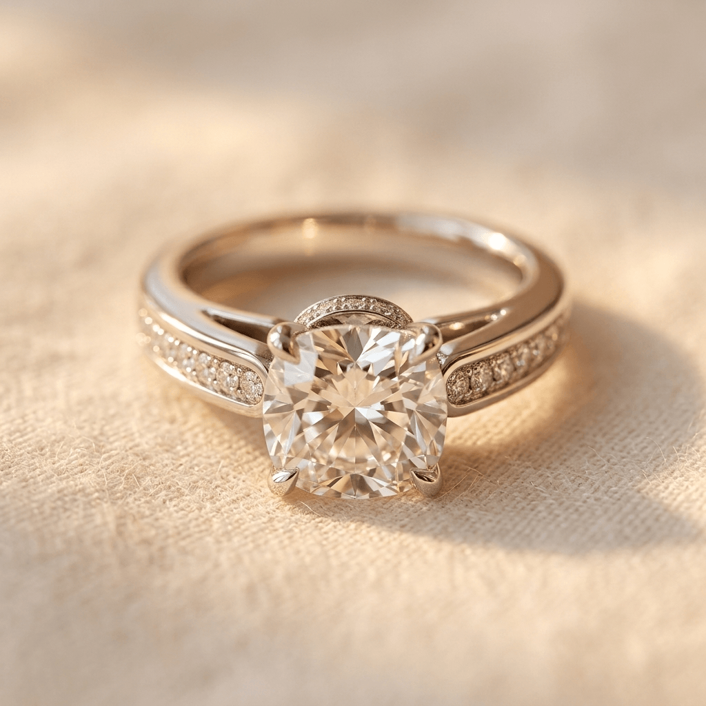 Elegant Copper Zirconia Wedding Engagement Ring