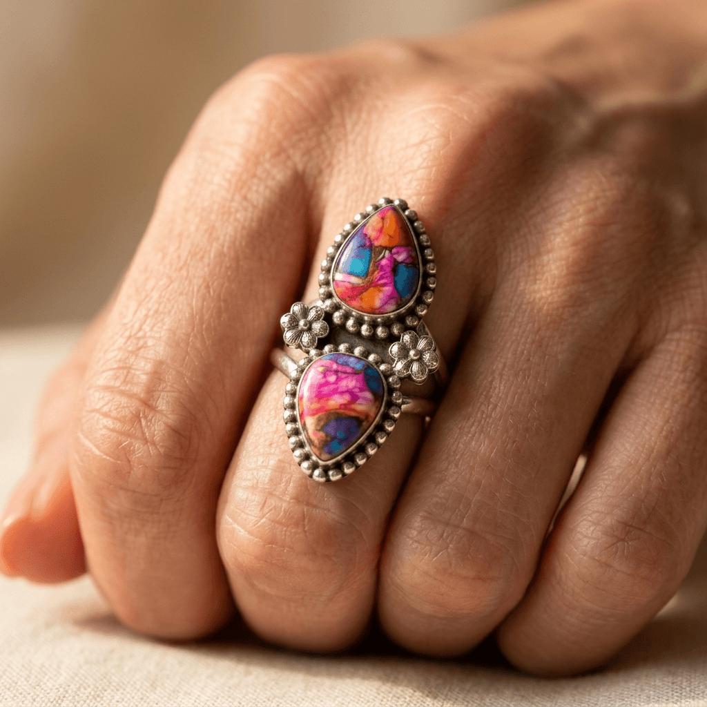 Bohemian Turquoise Inlaid Statement Ring