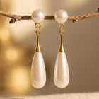 Pearl Drop Gold Dangle Earrings