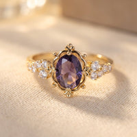 Elegant Purple Zirconia Inlaid Engagement Ring