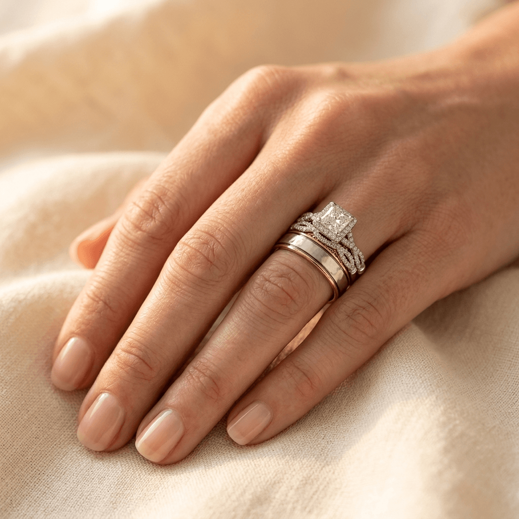 Exquisite Luxurious Round Synthetic Zircon Ring Set