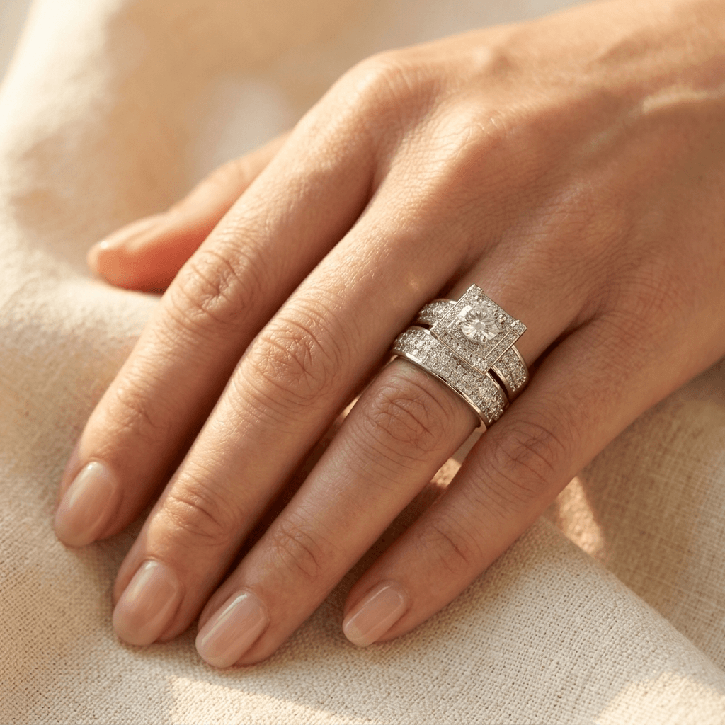 Elegant Square Cubic Zirconia Engagement Ring