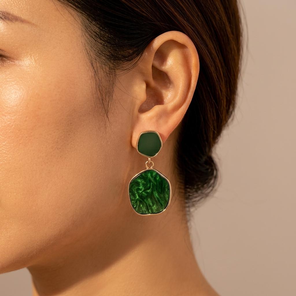Vintage Geometric Resin Dangle Earrings