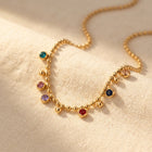 Gold Multicolor Round Charm Necklace