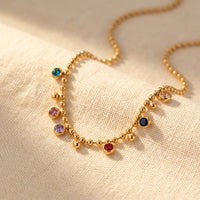 Gold Multicolor Round Charm Necklace